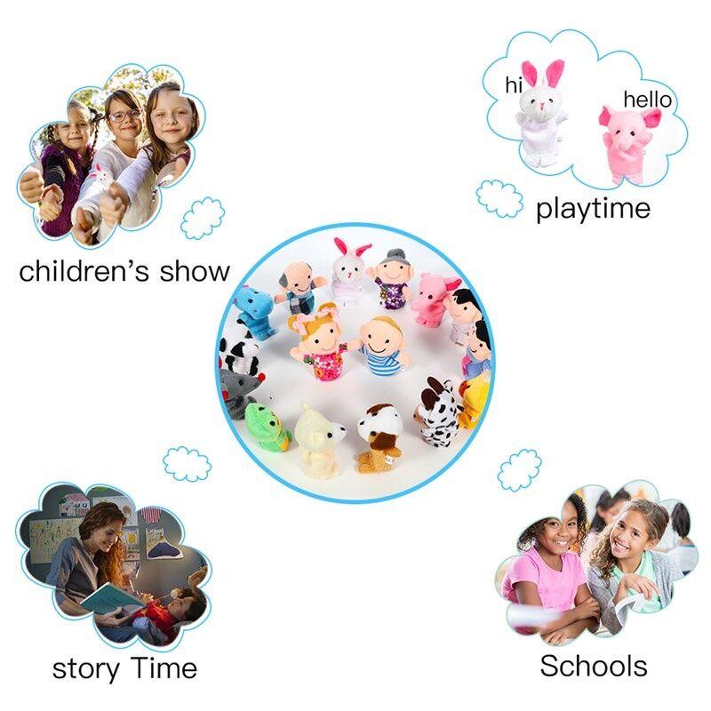 Product Introduction of 10Pcs Baby Plush Toy Cartoon Animal Family Finger Puppet Role Play Tell Story Cloth Doll Educational Toys For Children Kids 15