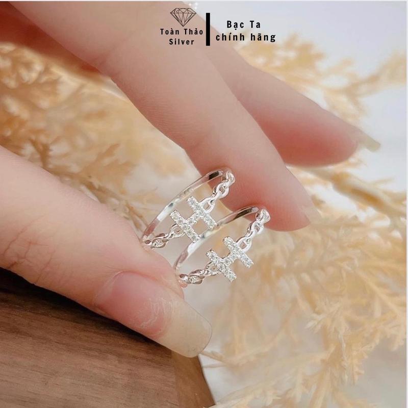 N116 Nhẫn Bạc nữ mẫu thiết kế mặt chữ H nhỏ xinh cho phái nữ