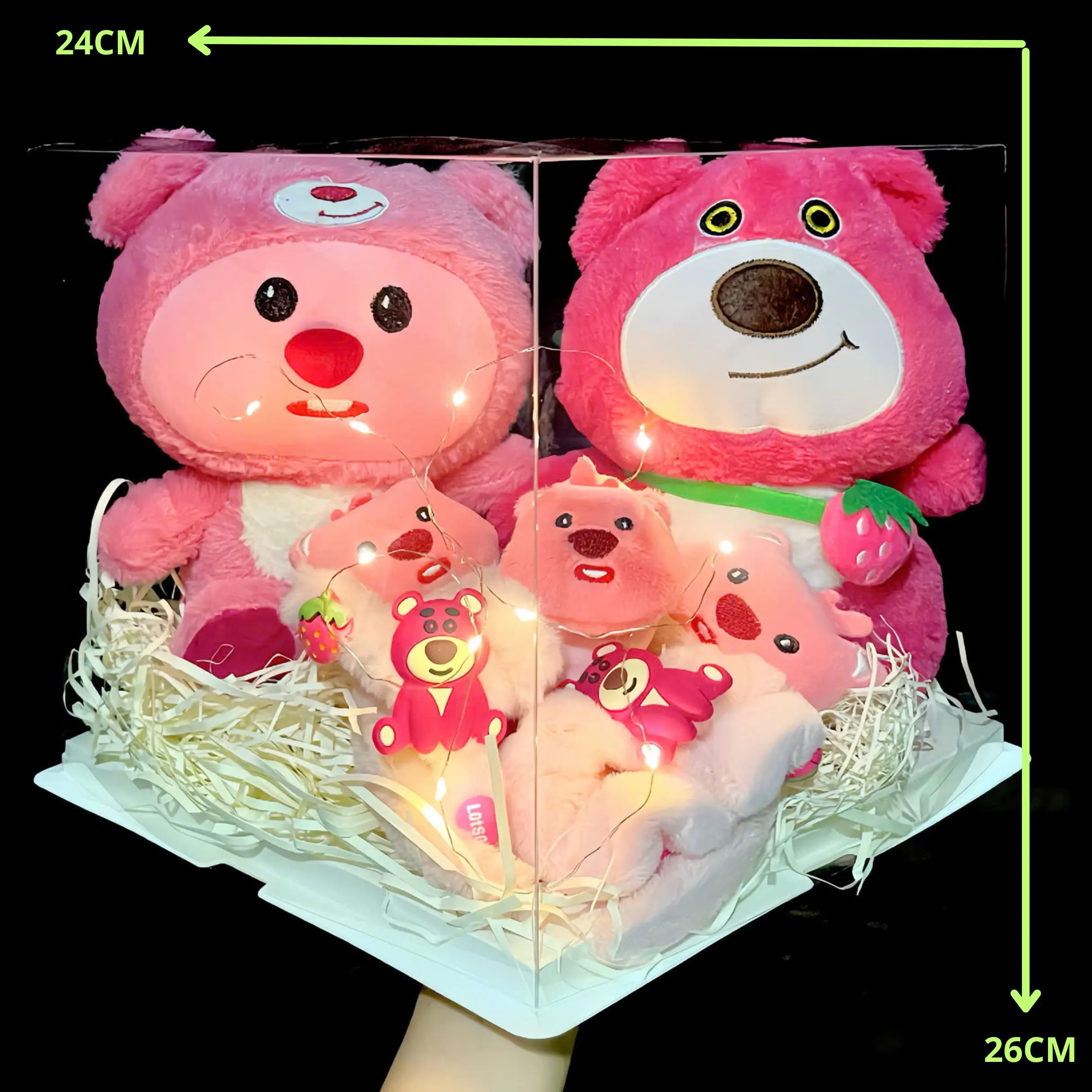 Sét quà tặng gấu bông LENA & NGÁO ( tự lắp ráp hộp nhé ), hộp mica LỚN  tặng người yêu, VALENTINE, 8/3, tặng sinh nhật ,bạn bè Thú Bông Thú Nhồi Bông  Đồ Chơi