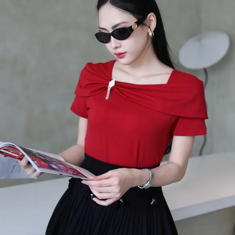 áo cổ vuông bèo chờm vai xinh