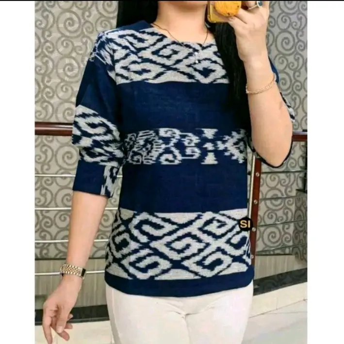 Atasan Tenun  Motif Tenun Kantor Wanita Baju Hitam 2