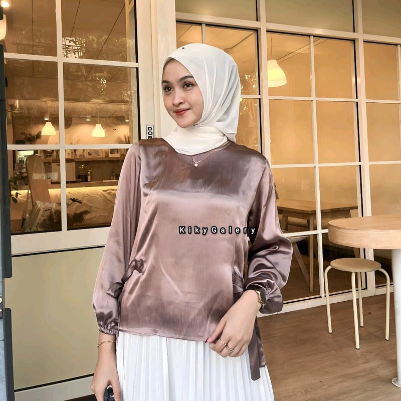 HAPPY ASMARA BLOUSE TALI SAMPING WANITA Atasan Top Baju Nyaman Panjang Satin Silk 4