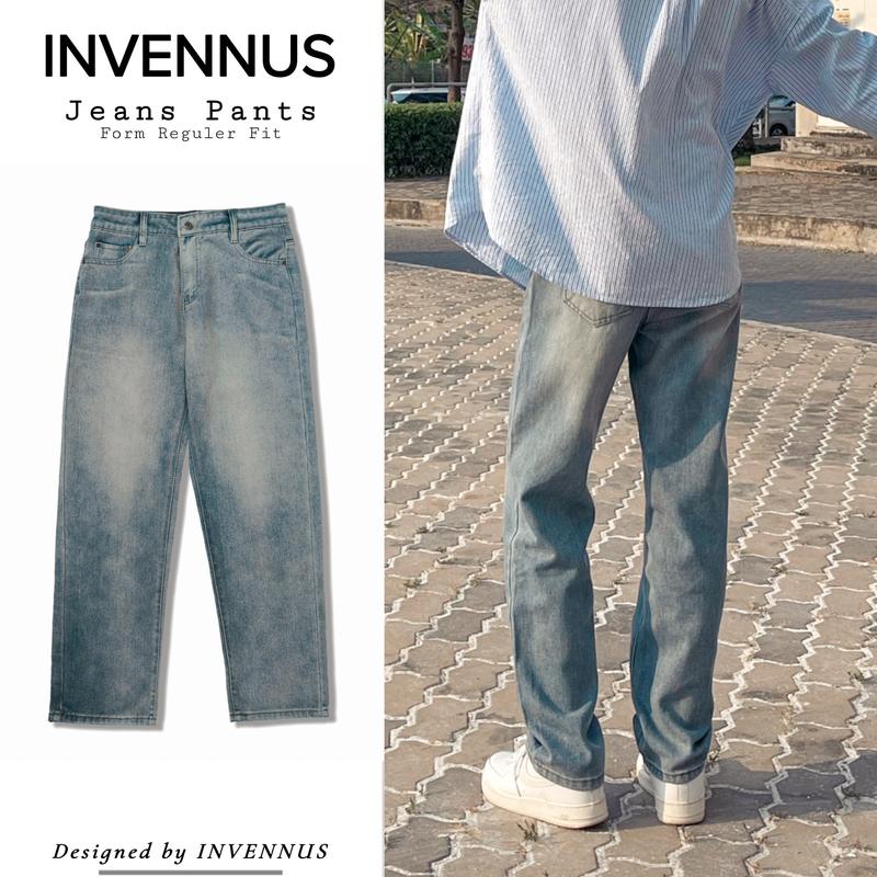 304 - Quần jeans baggy INVENNUS basic, quần bò ống suông chất liệu denim menswear pants