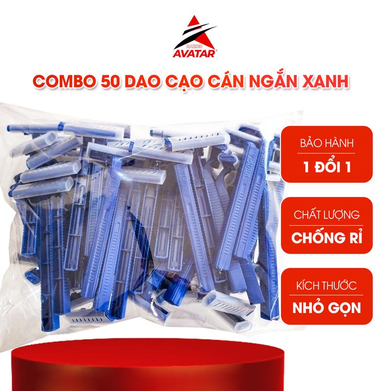 Dao Cạo Râu Cán Xanh Đậm 50 Cây/Túi Siêu Tiết Kiệm , Nhựa Cao Cấp Bền Bỉ Avatar Việt Nam