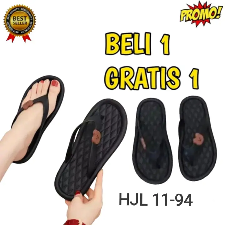 sandal wanita panda, sandal jepit wanita Karet Sendal Flat