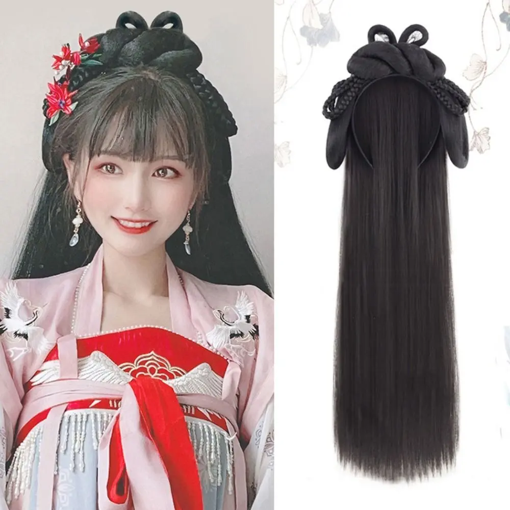 Tóc Giả Hanfu, Dài, Kèm Băng Đô, Phụ Kiện Khiêu Vũ, Chất Liệu Tổng Hợp, Thích Hợp Để Chụp Ảnh, Phong Cách Cổ Trang Trung Quốc, Thẳng Và Tự Nhiên, Thích Hợp Để Hóa Trang, Tóc Cho Phụ Nữ
