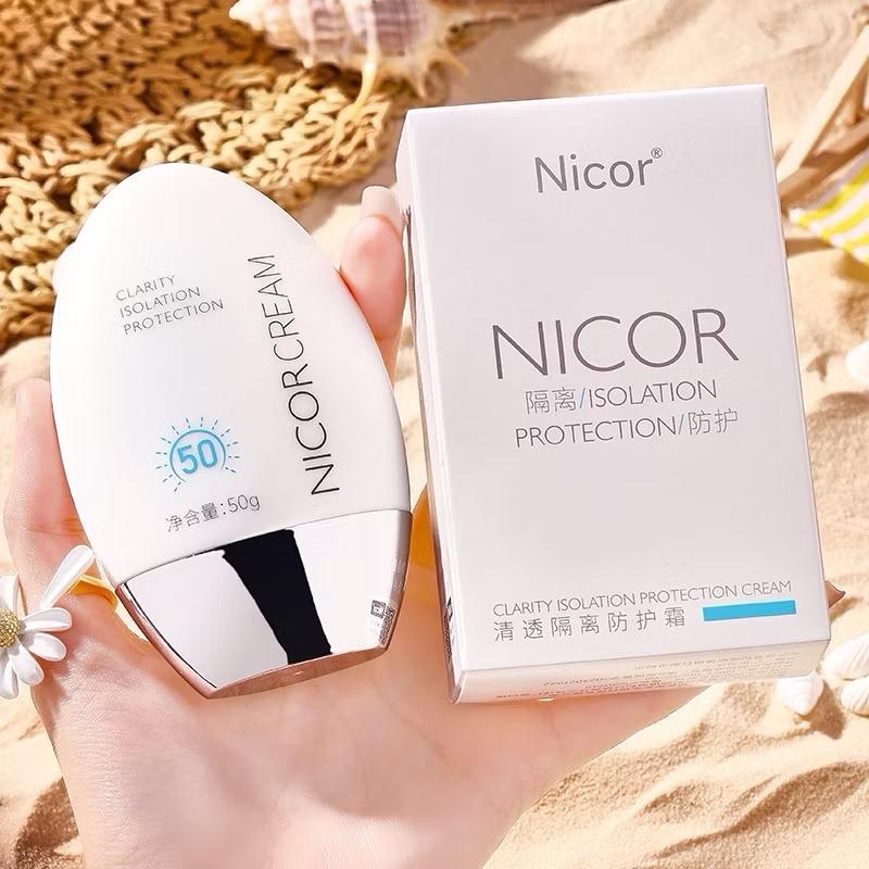 Kem chống nắng nâng tone NICOR CREAM SPF50+ giúp dưỡng trắng da Kem chống nắng kiềm dầu bã nhờn lâu trôi
