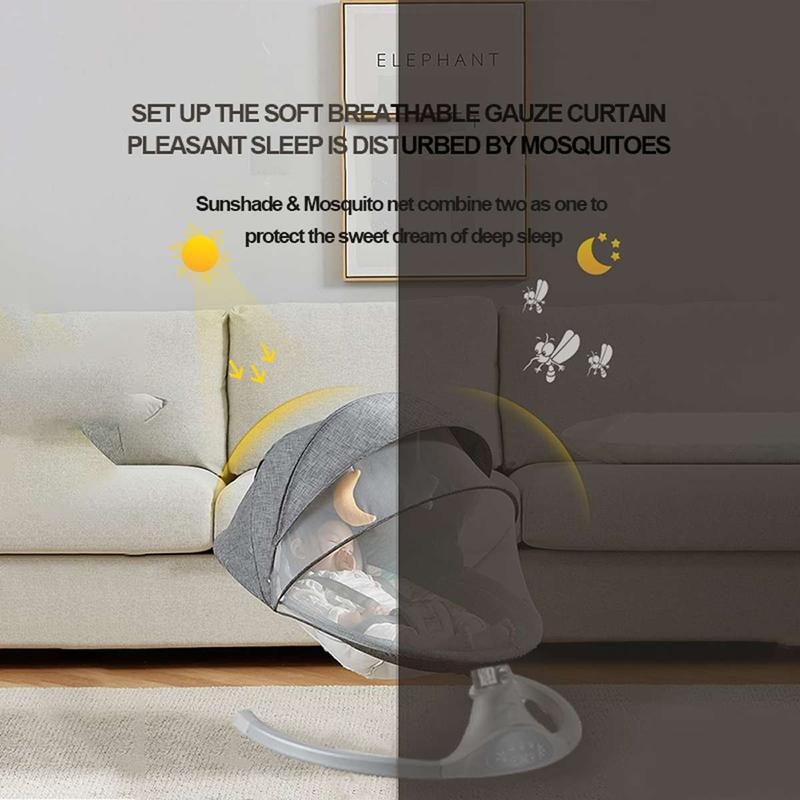 Product Introduction of Ghế bập bênh điện cho bé nôi điện cho em bé sơ sinh có nhạc - Màu Xám Voi 42
