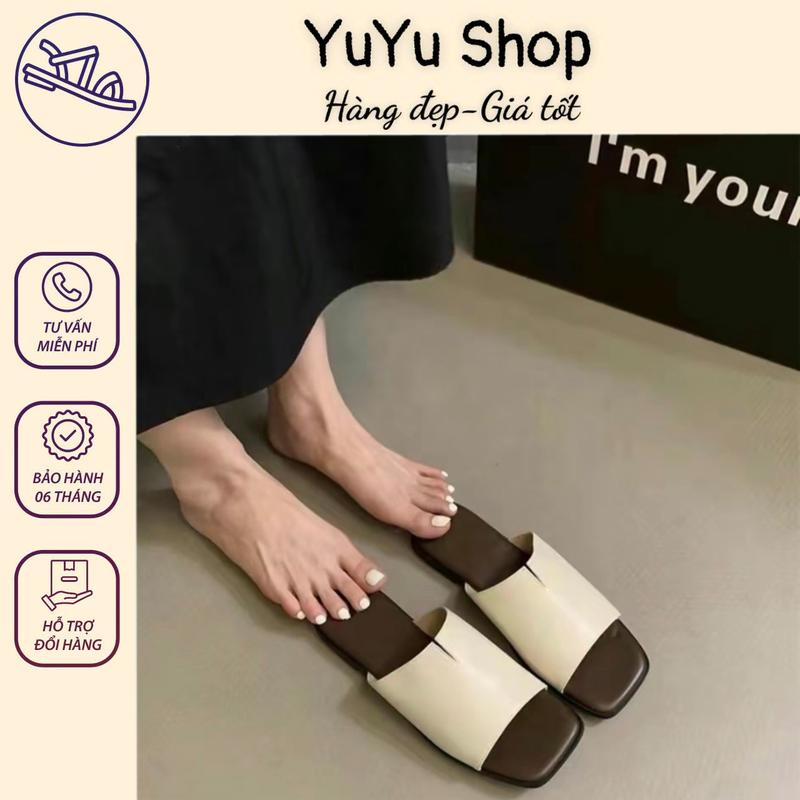 [6653-CHUẨN SZ] Dép lê quai da đế bệt dành cho chị em