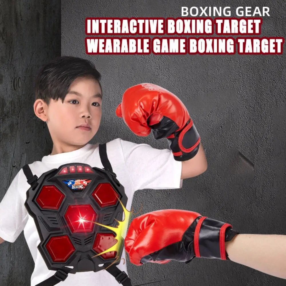 Gift Creative Electronic Boxing Trainer Lighted Portable Smart Music Boxing Machine Adjustable Strap Boxing Target Interactive Boxing Toy Set Boxing Training Equipment