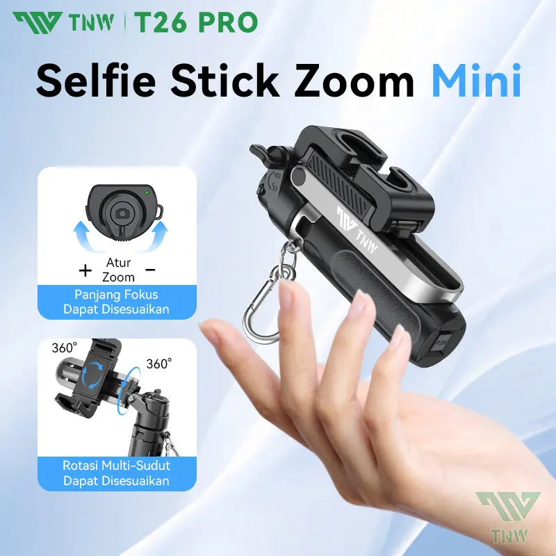 TNW T26Pro Mini 3 IN 1 Tripod Bluetooth Tripod Selfie Stick Zoom Remote Control Tripod Extendable Grip Tripod Dan Lampu Untuk Foto Selfie Video