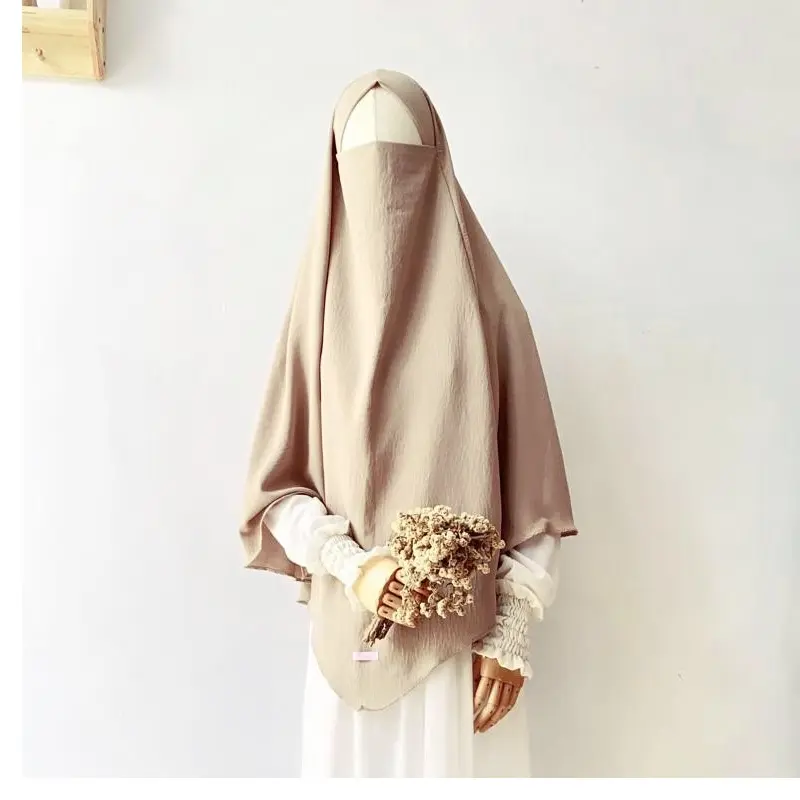 Hijab Khimar Syari Jilbab Jumbo Daily French Khimar Crinkle Airflow Free Cadar Tali ZHI Hitam Layer 3