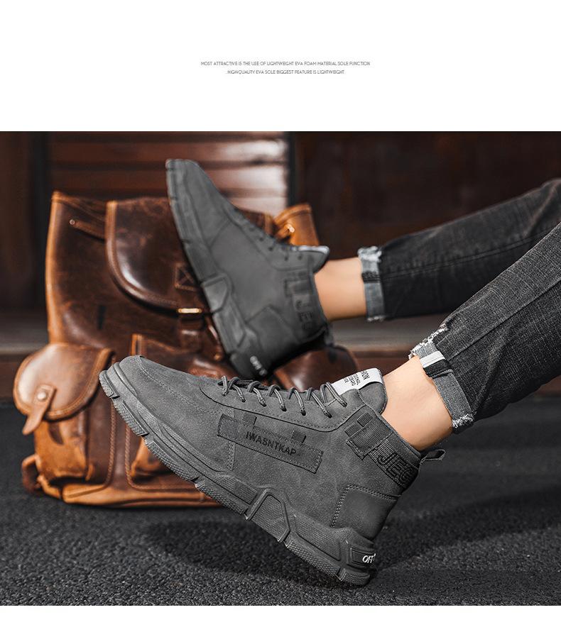 Product Introduction of in Stock Martin Boots High-Top Shoes Men's Sneaker Work Shoes in Stock Martin Boots High-Top Shoes Men's Sneaker Work Shoes Autumn and Winter New Fashion Men's Big Head Shoes British Style High-Top Lace-up Martin Boots Teenagers Platform Work Shoes 12