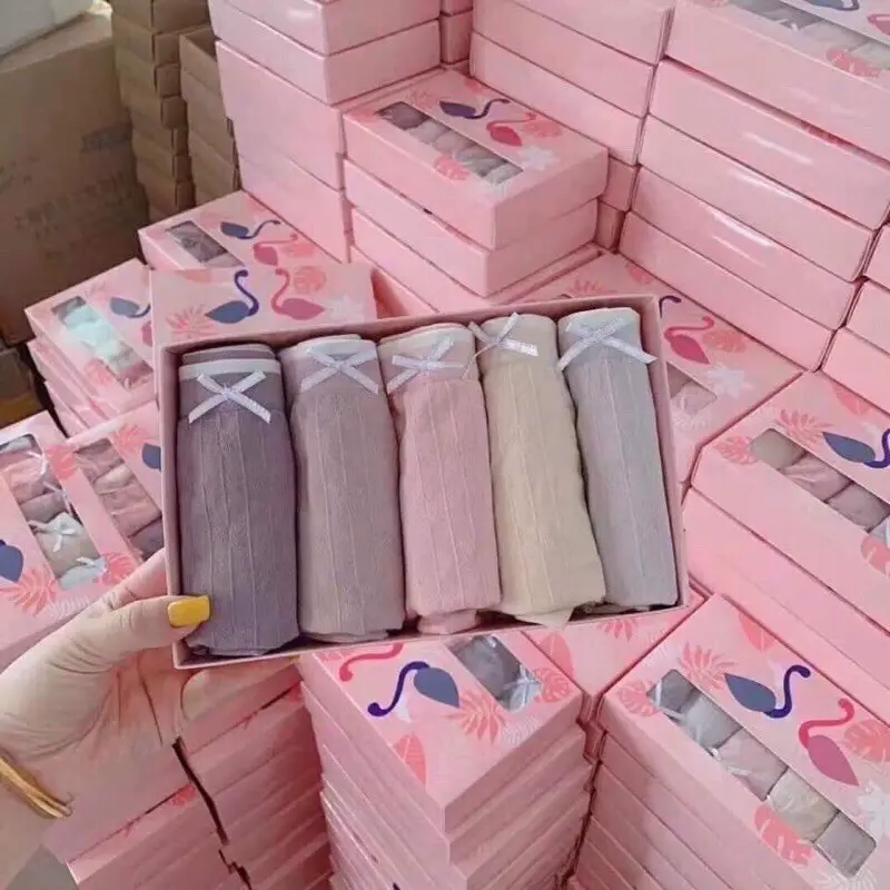 Hộp 5 Quần Lót Nữ Hồng Hạc, Quần Chip Nữ, Hộp 5 quần chíp nữ cotton hồng hạc co dãn 4 chiều