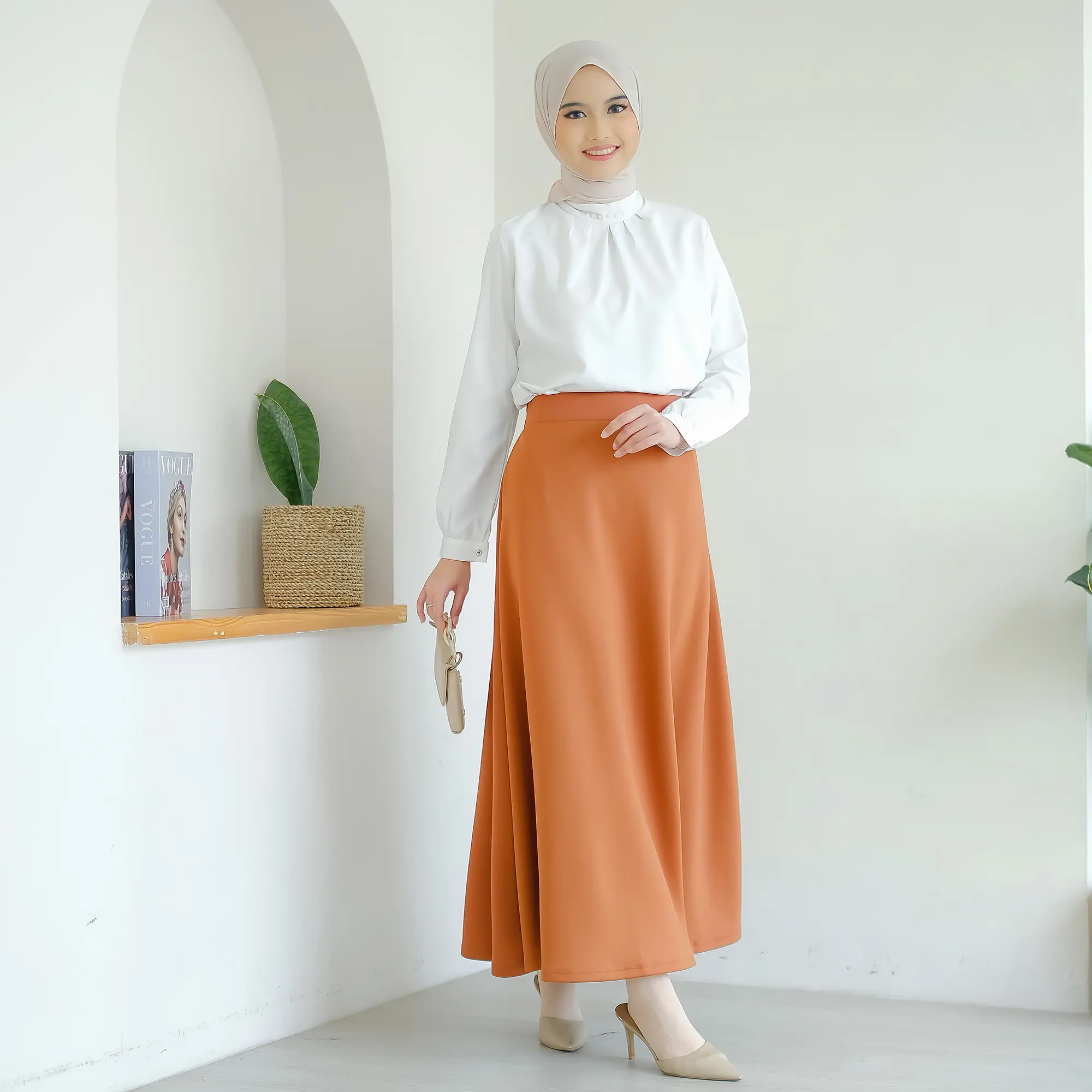 AHLAMI - SABINA SKIRT ROK HITAM ROK PUTIH ROK KERJA ROK PAYUNG ROK LINE A ROK HITAM PREMIUM ROK SCUBA PREMIUM