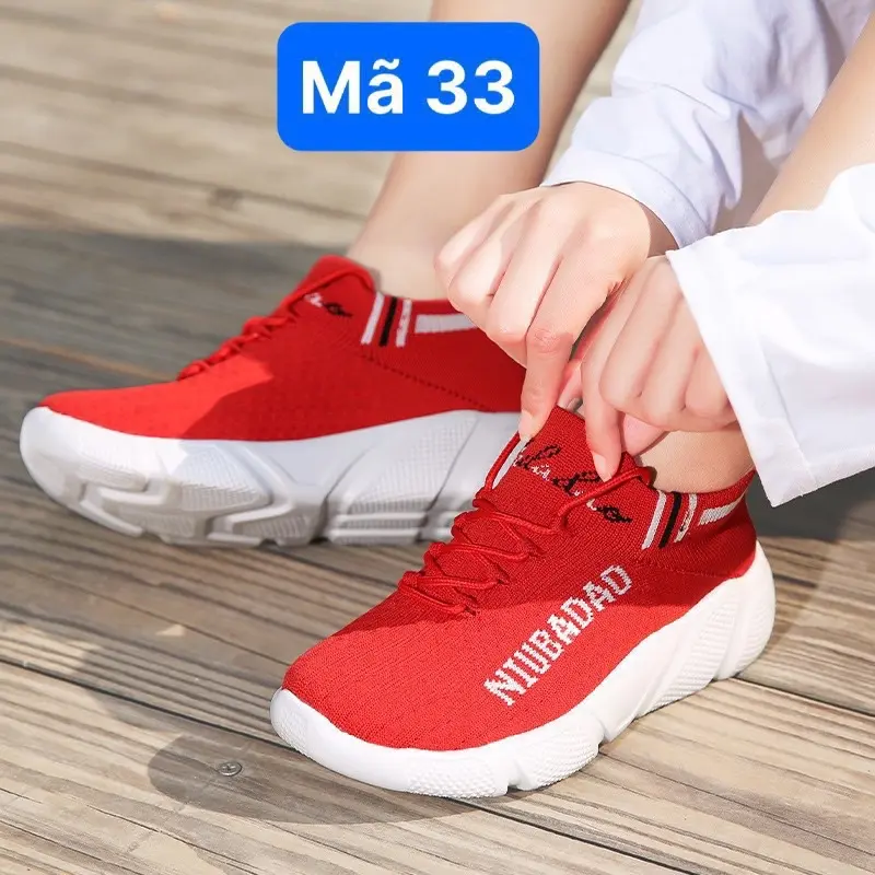 Giày Thể Thao NIUBADAO  đỏ đế trắng mã 33 Sneaker Sport Tập Thể Dục Thể Dục