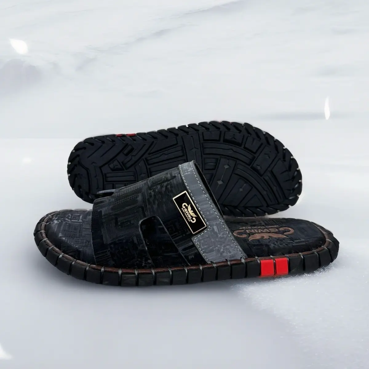 Dép Da Nam Cao Cấp GWIN DN31 Họa Tiết Cách Điệu Xu Hướng Hè Thu, Chất Liệu Da Microfiber DéP Đế Bằng Cao Su Sandal, Phù Hợp Bốn Mùa da bò quai xỏ ngón cái Nhung Hoa Shoes