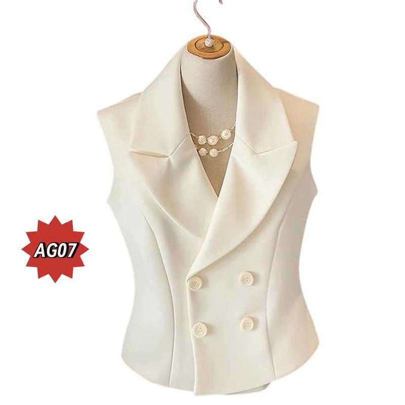 AG05-Áo Gile Nữ Thiết Kế Vest cổ chữ V Sang Trọng Thời Thượng Che Khuyết Điểm 5