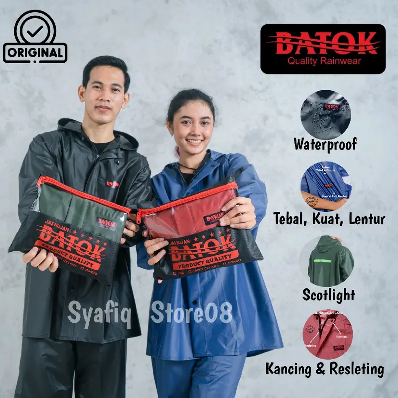 Jas Hujan Setelan Batok Original Mantel Tebal Kuat Elastis Awet Pria Pvc 3