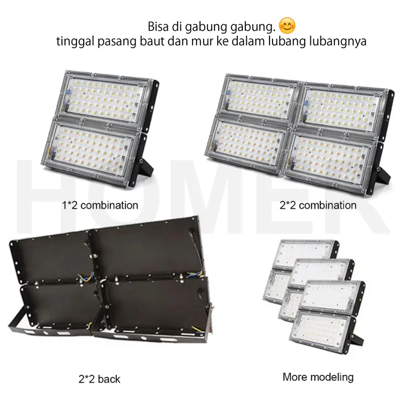 Lampu tembak LED sorot tembak floodlight slim SMD 50w 50 w 50watt 50 watt lampu LED sorot tembak lampu LED dekorasi hias panggung putih kuning warm white RGB super terang jarak jauh lapangan parkir pameran toko reklame taman jalan outdoor anti air hujan 1