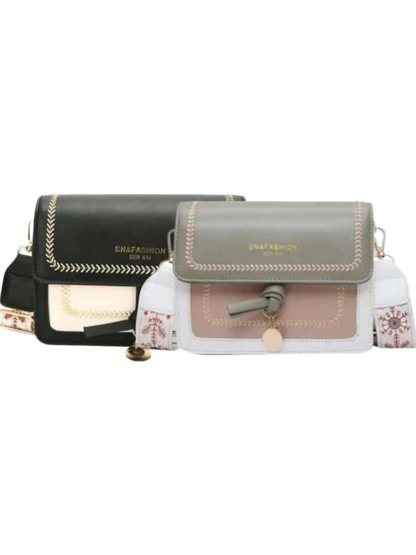 Fashion Colorblock Flap Square Bag, Casual PU Leather Crossbody Bag for Women, Trendy Versatile High-quality Daily Commuting Bag Designer Bags 3