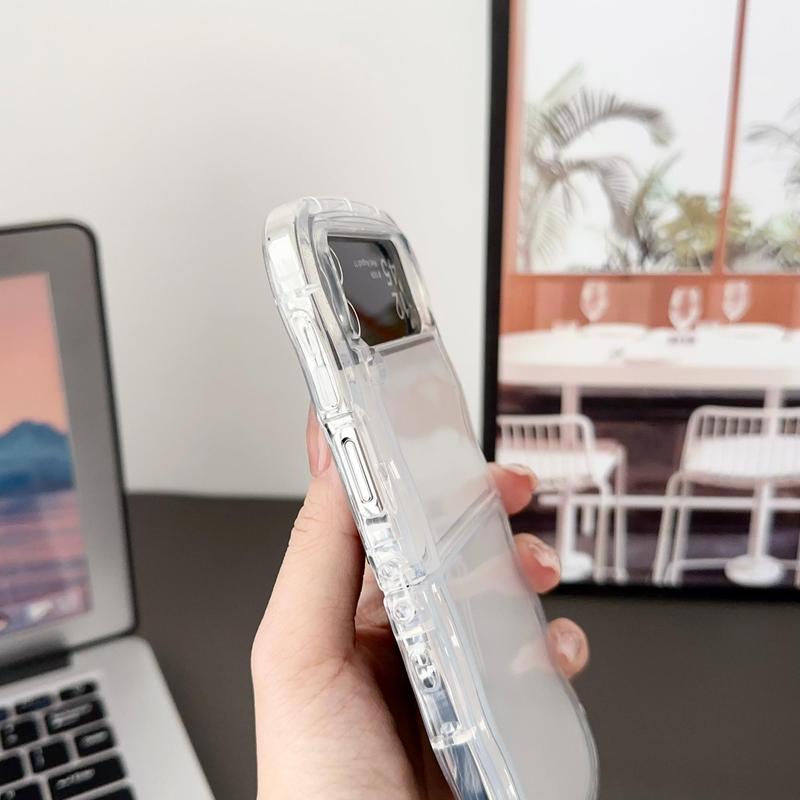 Foldable Wavy Edge Design Clear Phone Case, 1 Count Decorative Phone Protector Cover Compatible with Samsung Galaxy Z Flip 3/5/4, Phone Accessories 7