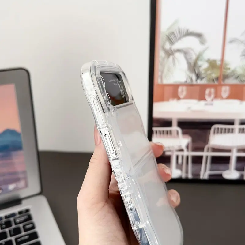 Foldable Wavy Edge Design Clear Phone Case, 1 Count Decorative Phone Protector Cover Compatible with Samsung Galaxy Z Flip 3/5/4, Phone Accessories 6