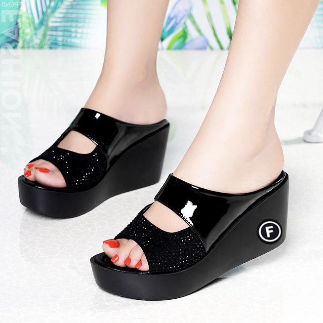 Dép đế xuồng phối màu quai đính đá cao cấp - SD468