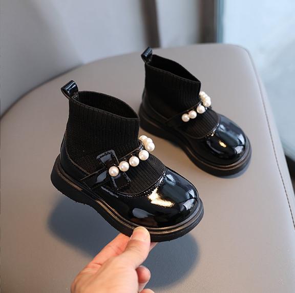  Bốt Cổ Lên Quai Ngọc Da Bóng Lót Lông Cho Bé Gái 2-5 Tuổi K180 
