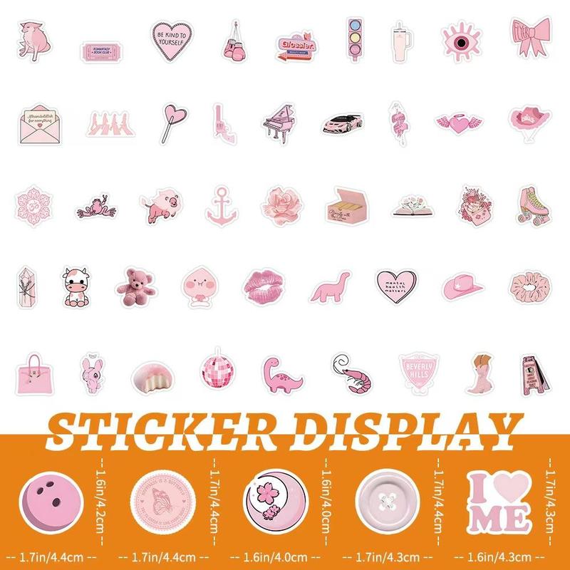 100pcs Pink Cute and Warm Style Sticker Packs for Phone Skateboard Motorcycles Laptop Luggage Bike Notebook Decoration Water Cup Guitar Notebook Book Creative Diy 3