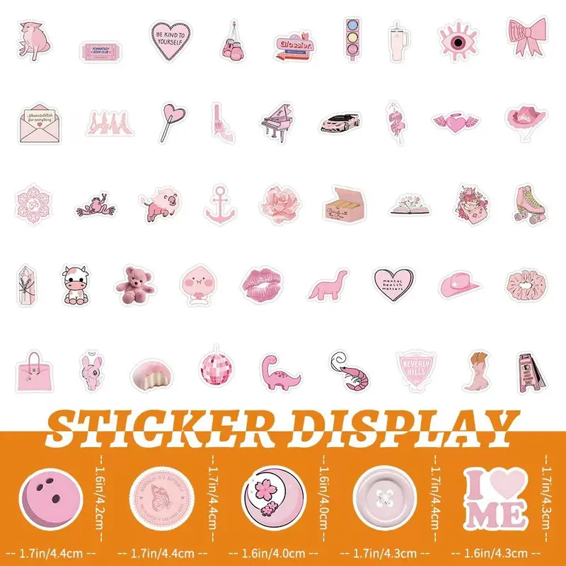 100pcs Pink Cute and Warm Style Sticker Packs for Phone Skateboard Motorcycles Laptop Luggage Bike Notebook Decoration Water Cup Guitar Notebook Book Creative Diy 3