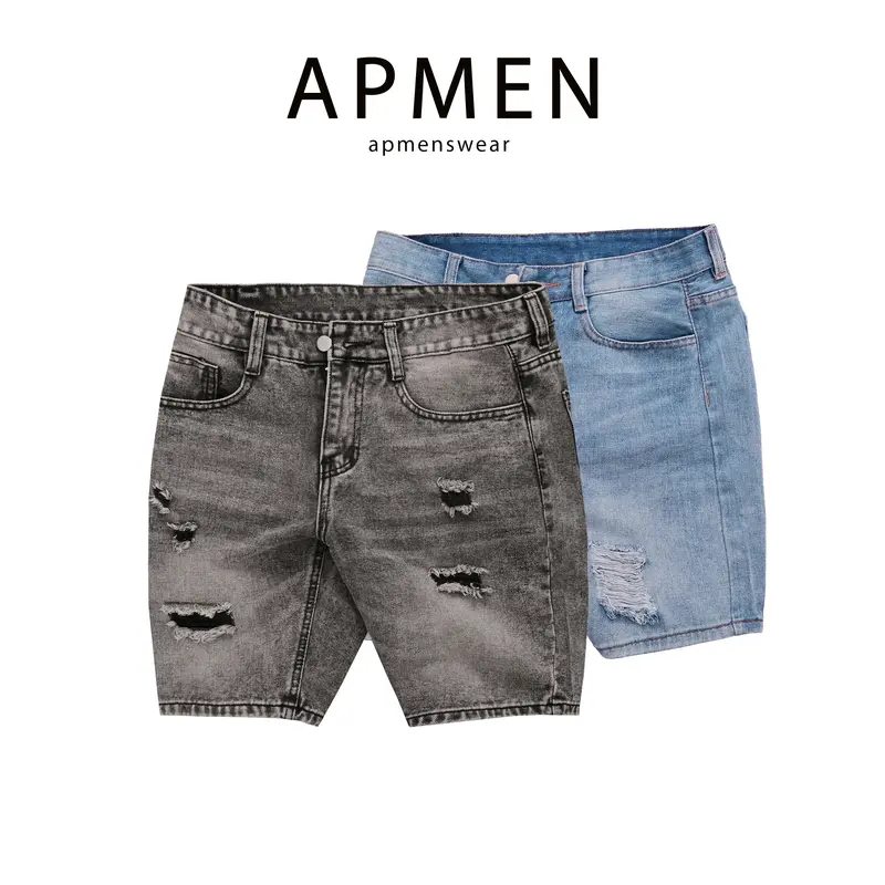 QS6A338 QUẦN SHORT JEAN NAM COTTON KHÔNG CO DÃN Menswear Có Túi 0