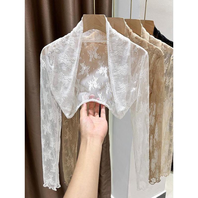 Khăn Choàng Sườn Xám Ren, Áo Khoác Nhỏ Cho Nữ, Thích Hợp Cho Mùa Xuân Và Mùa Thu, Váy Hai Dây Mỏng, Áo Khoác Ngoài, Áo Cardigan Chống Nắng Lưới Áo Che Đầu, Được Thu Thập Bởi 2971 Người 3