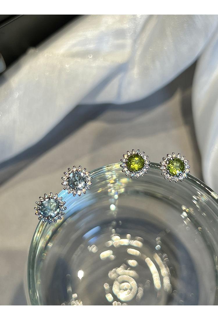 Product Introduction of Summer Fresh High Imitation Olivine Topaz Sterling Silver Needle Dopamine Stud Earrings Special-Interest Design High Sense Earrings Gift 11