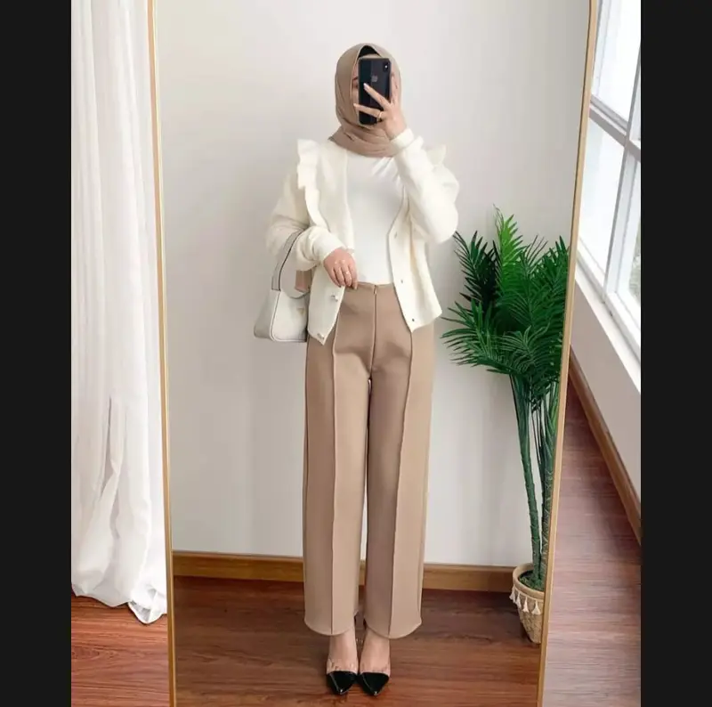 Kulot Resleting kulot highwaist scuba Premium adem celana wanita Panjang Celana Kerja Wanita Terbaru Fit Karet Fit Karet Melar Basic 0