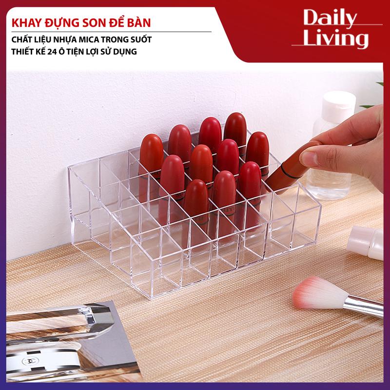 Khay Đựng Son Để Bàn DLS Khay Để Son Chất Liệu Nhựa Mica Trong Suốt Chia 24 Ô Dễ Dàng Sử Dụng Chất Liệu Bền Bỉ Tiện Lợi