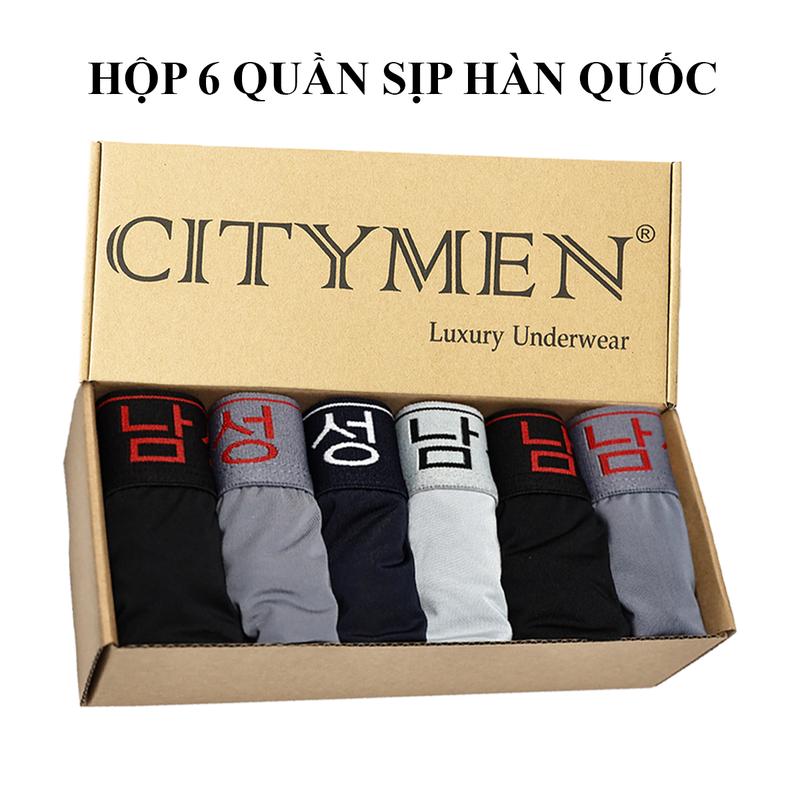 Hộp 6 quần sịp nam thun lạnh Hàn Quốc, quần shirt nam tam giác cao cấp, Quần Lót nam co giãn 4 chiều mềm mại Menswear Boxer Quần Boxer