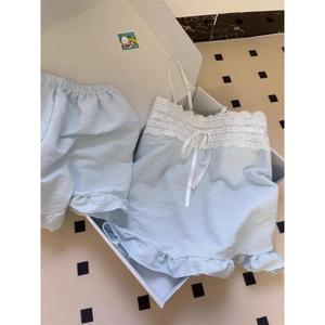 ชุดเสื้อชั้นในและชุดนอน สไตล์ฝรั่งเศส เซ็กซี่และลูกไม้สีทึบ เหมาะสำหรับผู้หญิง ใส่กลางแจ้งและที่บ้าน ฤดูร้อนใหม่