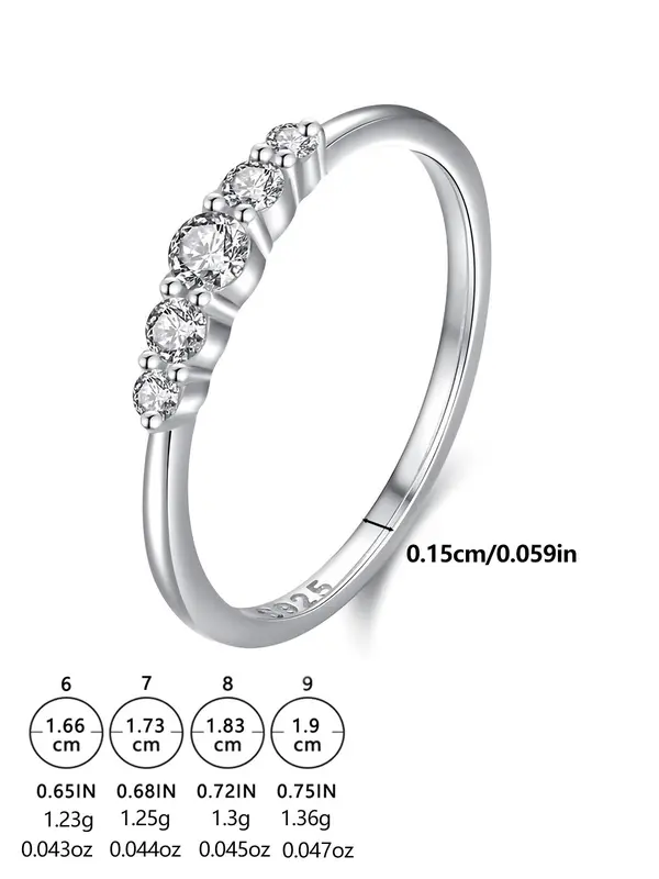 925 Sterling Silver Fashion Rhinestone Decorated Ring for Women, Simple Jewelry for Party, Daily Clothing Decor, Trendy All-match & Exquisite Jewelry for Gift 1