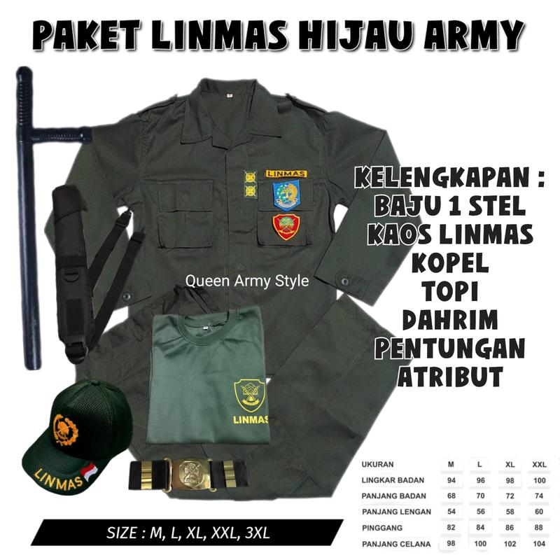 SERAGAM LINMAS / PAKAIAN LINMAS / SERAGAM HANSIP TERBARU / LINMAS HIJAU ARMY / STELAN LINMAS / PAKETAN LINMAS / SERAGAM LINMAS TERBARU 1