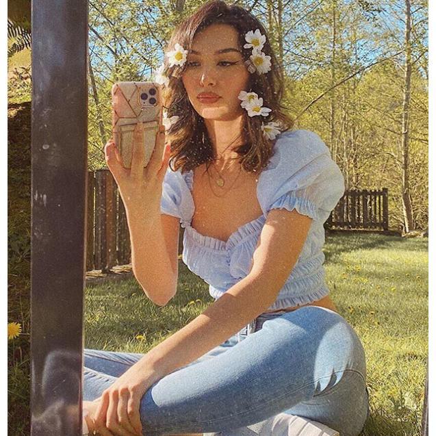 Áo Crop Top Mùa Hè, Dành Cho Nữ, Cổ Chữ V, Co Giãn, Tay Phồng Ngắn, Dây Rút, Thắt Nơ, Áo Cánh Buộc Dây, Mỏng Vừa Vặn, Áo Sơ Mi 0