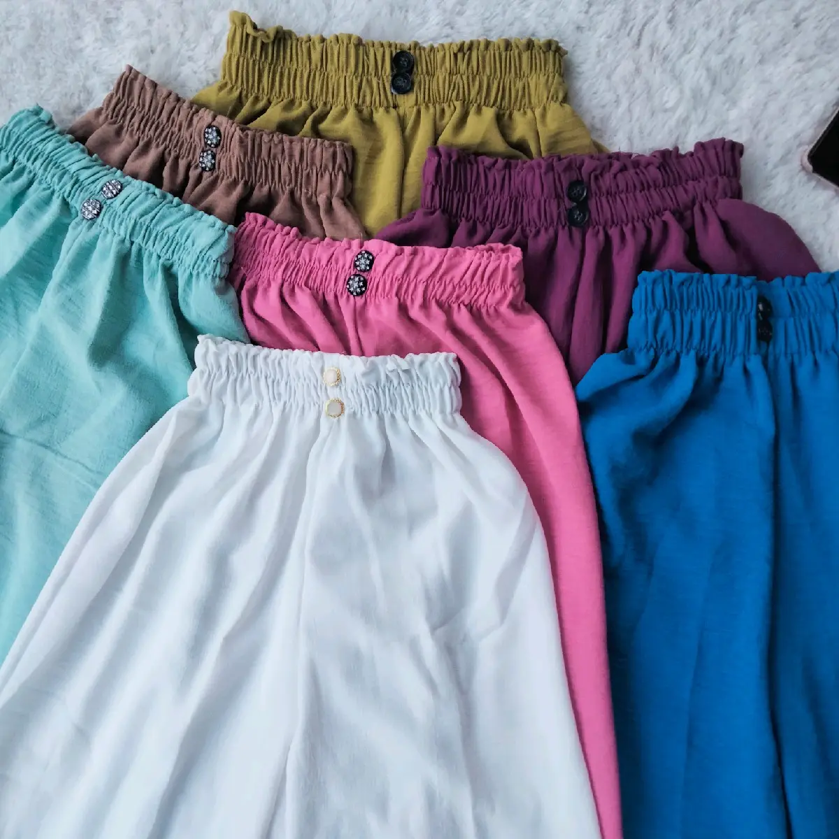 kulot crinkle kancing anak perempuan 4-10 tahun bawahan anak perempuan Celana