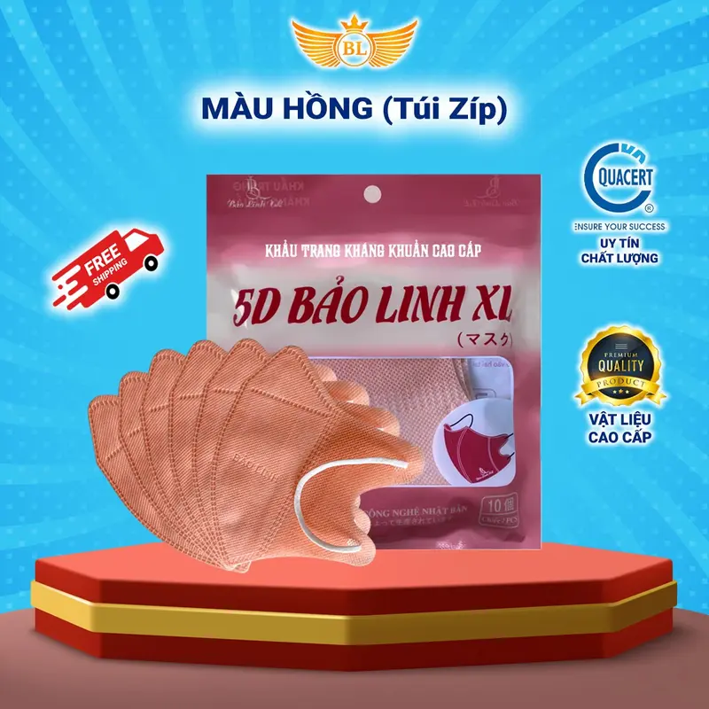 Thùng 100 chiếc khẩu trang 5D người lớn Bảo Linh XL chính hãng cao cấp dày dặn chống vi khuẩn, chống bụi mịn, chống tia UV. Nam Kiềng 5