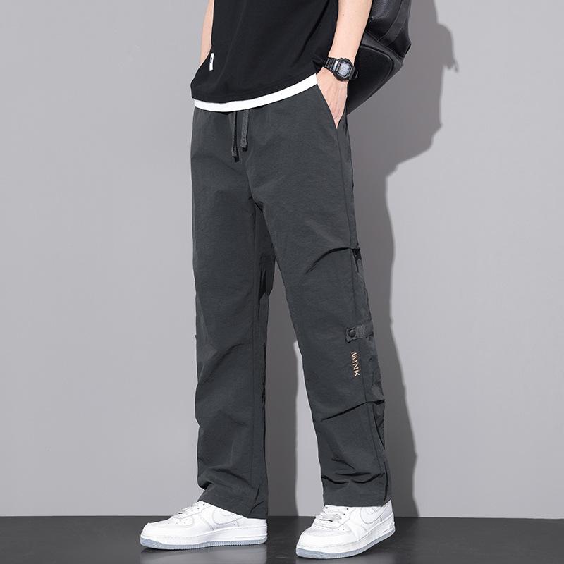 Spring and Summer New Trend Overalls Men's Comfortable and Loose Umbrella Soldiers Quick-Drying Straight Mop Casual Pants for Boys 5