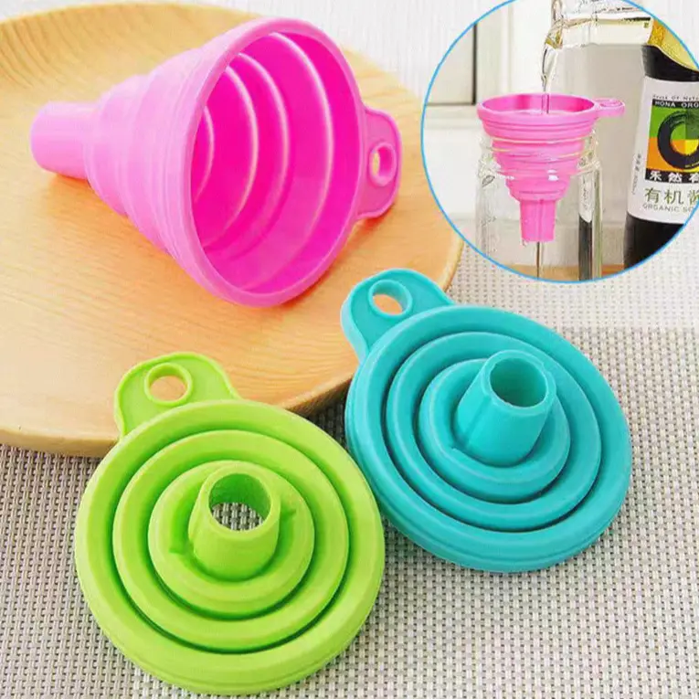 Silicone funnel, food grade foldable kitchen tool, miscellaneous grain storage bag, portable telescopic large diameter funnel