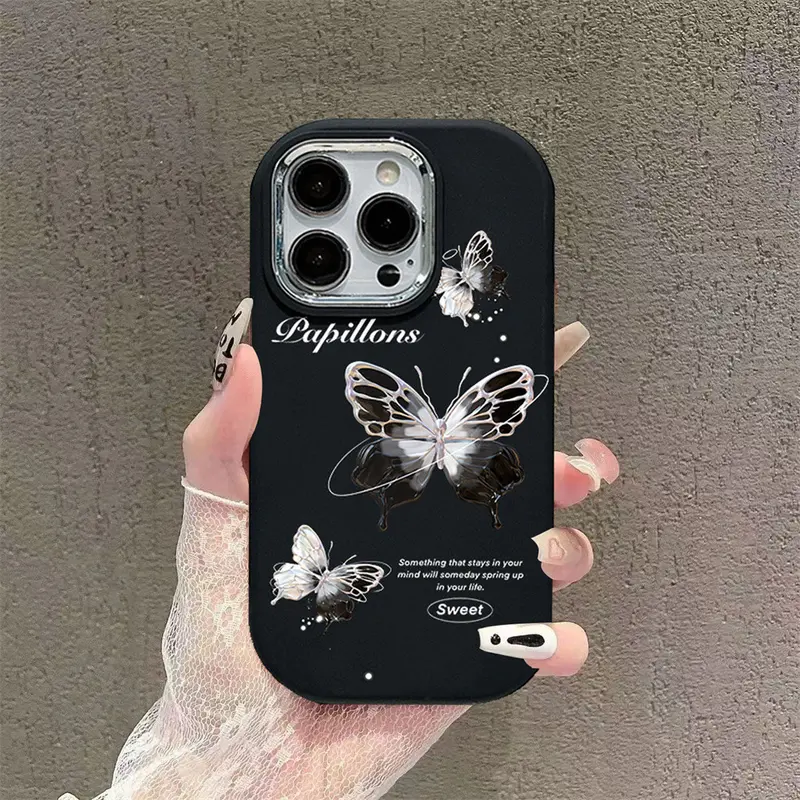 Casing hp OPPO A3X A60 A38 A78 A18 A16 A17 A17K A57 A58 A15 A16K A54 A12 A5S A7 A94 A3S A53 A31 A52 A74 A95 A55 F9 A9 A16S A54S Black and white butterflies bracelet version Case 5