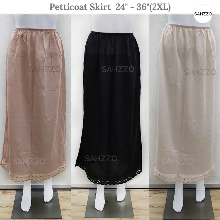 Petticoat Skirt Panjang 24"/26"/28"/30"/36"/36"(2XL) Kain Dalam Skirt Inner Skirt Sahzzo Petticoat