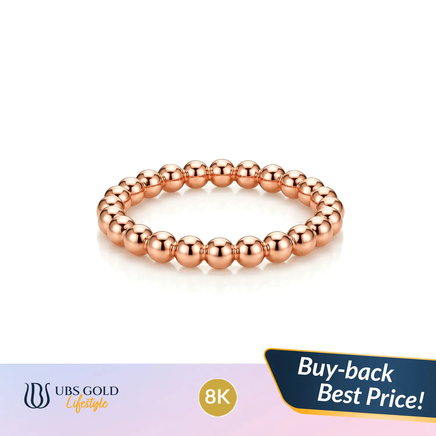 UBS Gold - Cincin Emas Polos Amber - 8k - Model Beads - Vcs0580k
