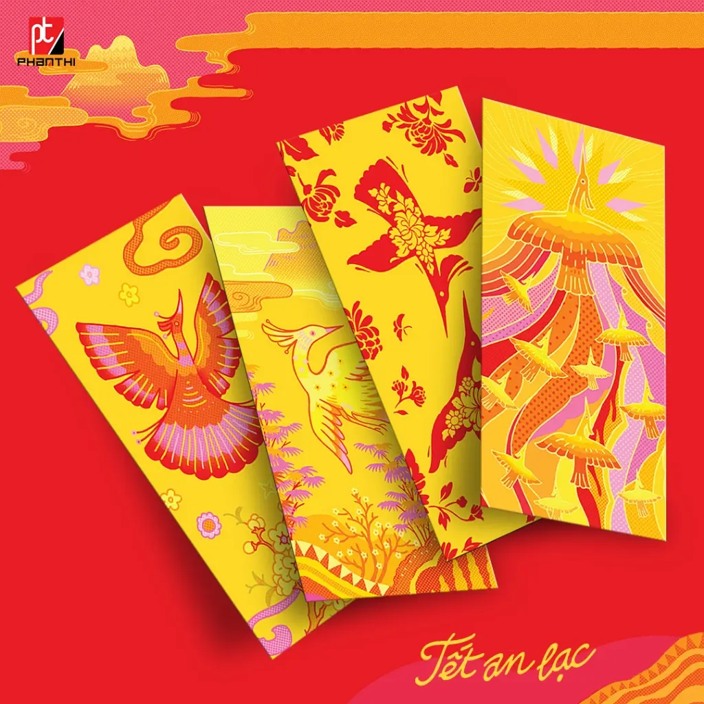 BAO LÌ XÌ TẾT AN LẠC 2025 - Vàng - Lốc 4 cái