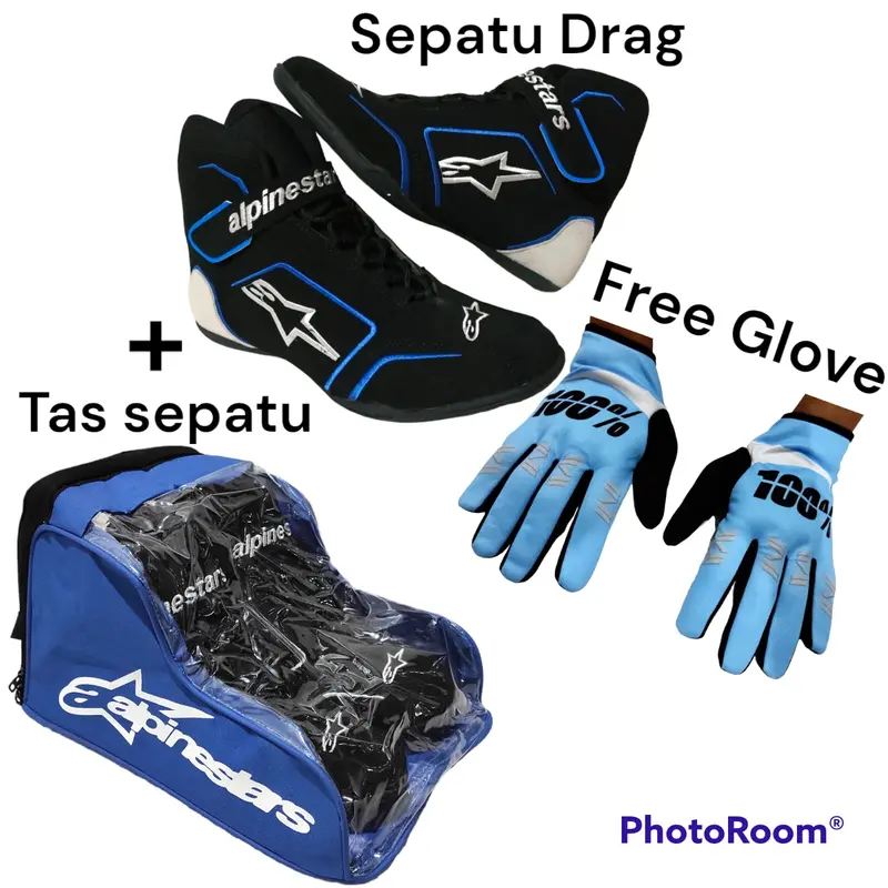 paket satu set sepatu drag race plus tas sepatu bonus sarung tangan sepatu balap keren sunmori sepatu harian juga oke sepatu kualitas premium list biru BISA BAYAR DI TEMPAT 3